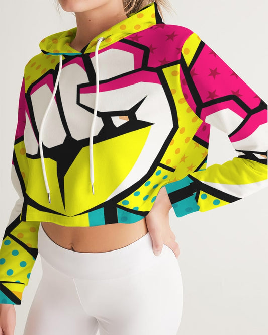 FIGHT THE POWER Women's All-Over Print Cropped Hoodie