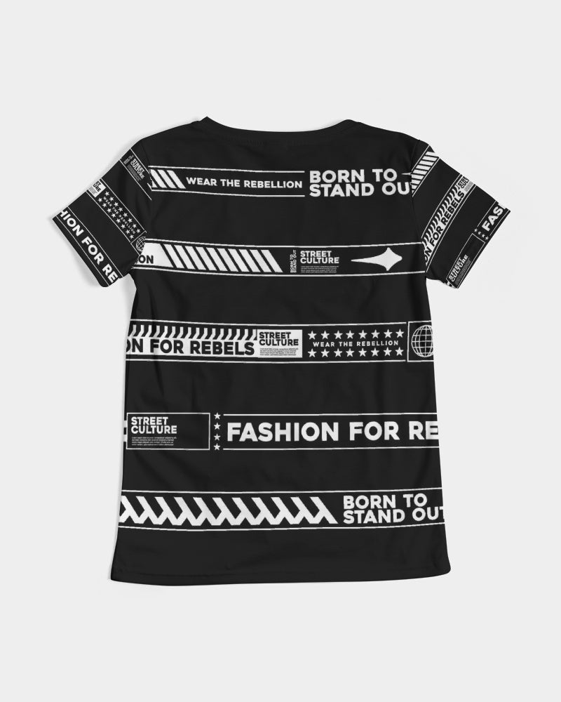 BORN TO STAND OUT Women's All-Over Print V-Neck Tee