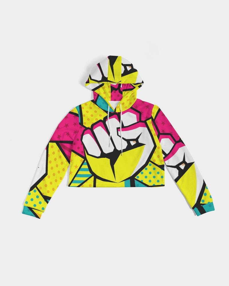 FIGHT THE POWER Women's All-Over Print Cropped Hoodie